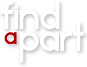“find a part” text logo with white letters and a red “a” on a light background