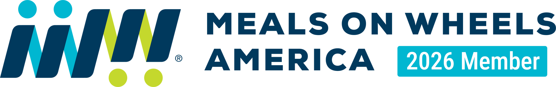 Meals on Wheels America logo with blue and green “MOW” icon and “2026 Member” badge