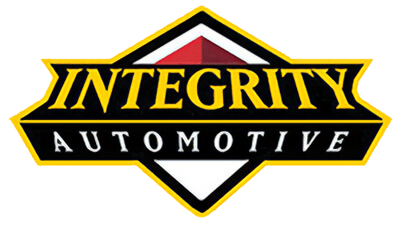 Logo for Integrity Automotive: Yellow and black diamond shape with 