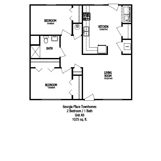 Georgia Place Townhomes Floorplan | 2 bed, 1 bath