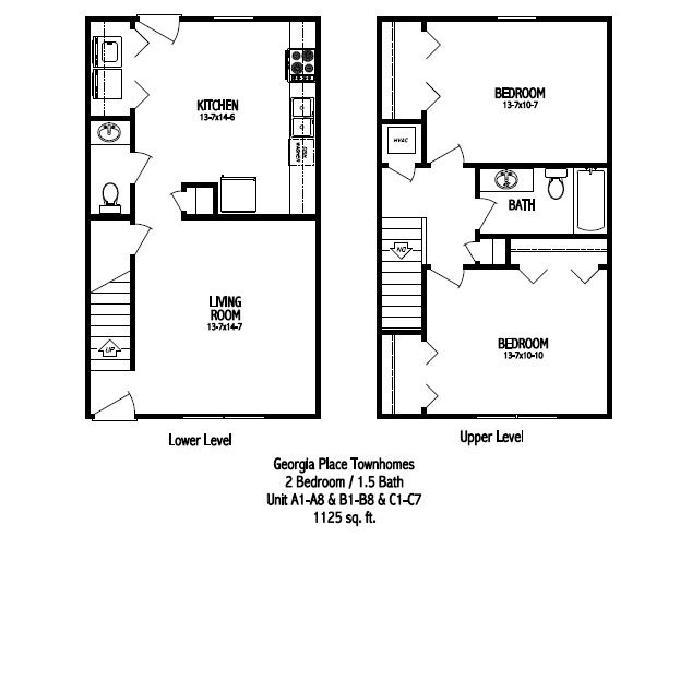 Georgia Place Townhomes Floorplan | 2 bed, 1.5 bath