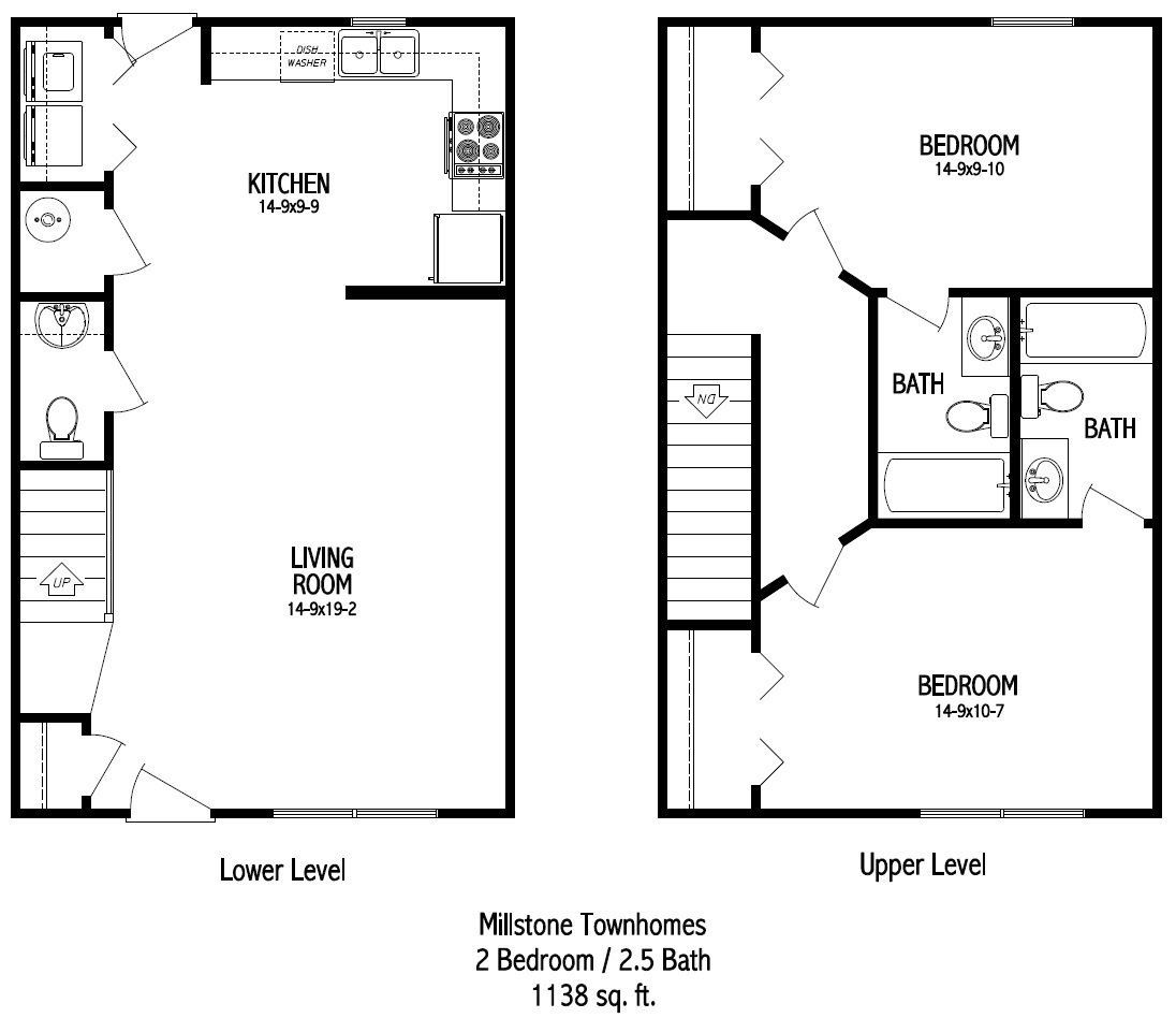 Millstone Townhome Floorplans | 2 bed, 2.5 bath