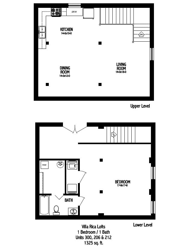 Villa Rica Lofts Floorplan | 1 bed, 1 bath