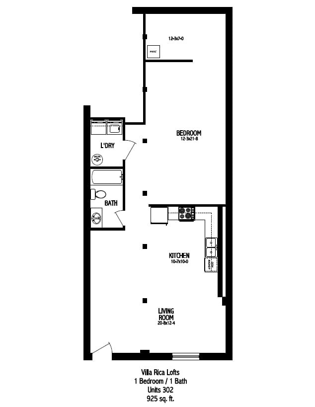Villa Rica Lofts Floorplan | 1 bed, 1 bath