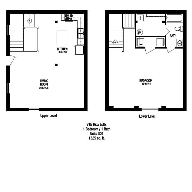 Villa Rica Lofts Floorplan | 1 bed, 1 bath