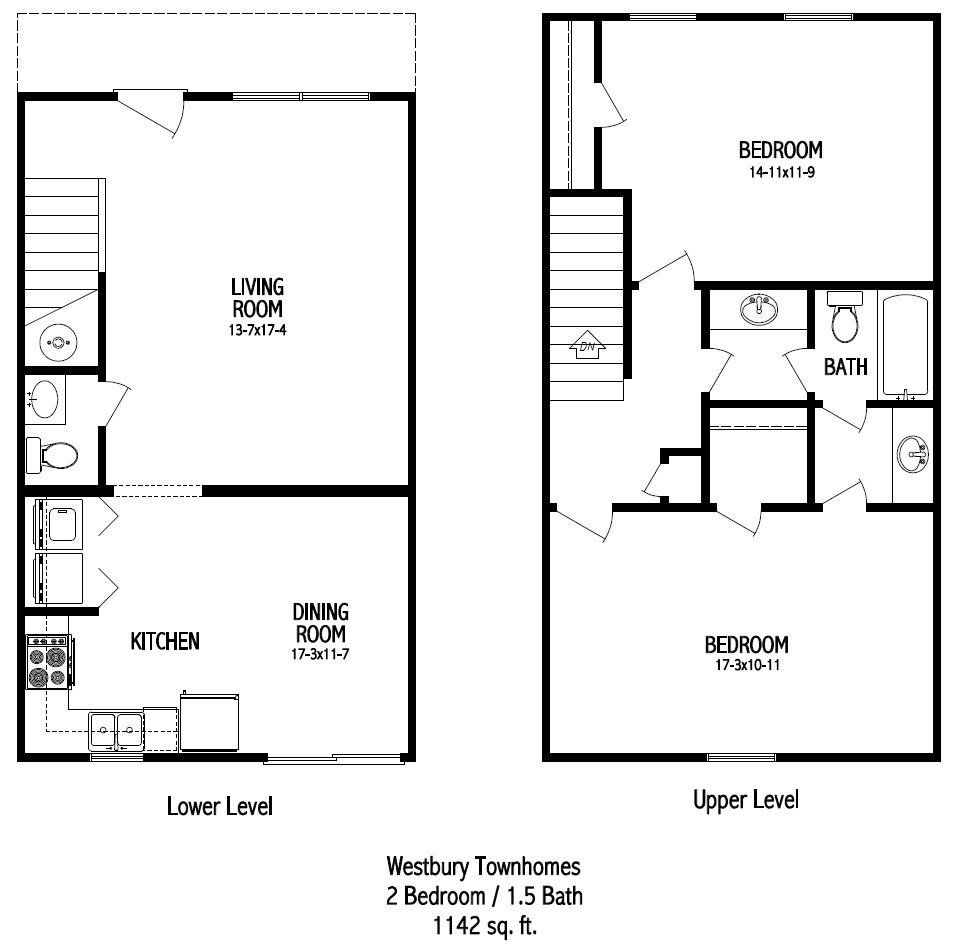 Westbury Place Floorplan | 2 bed, 1.5 bath