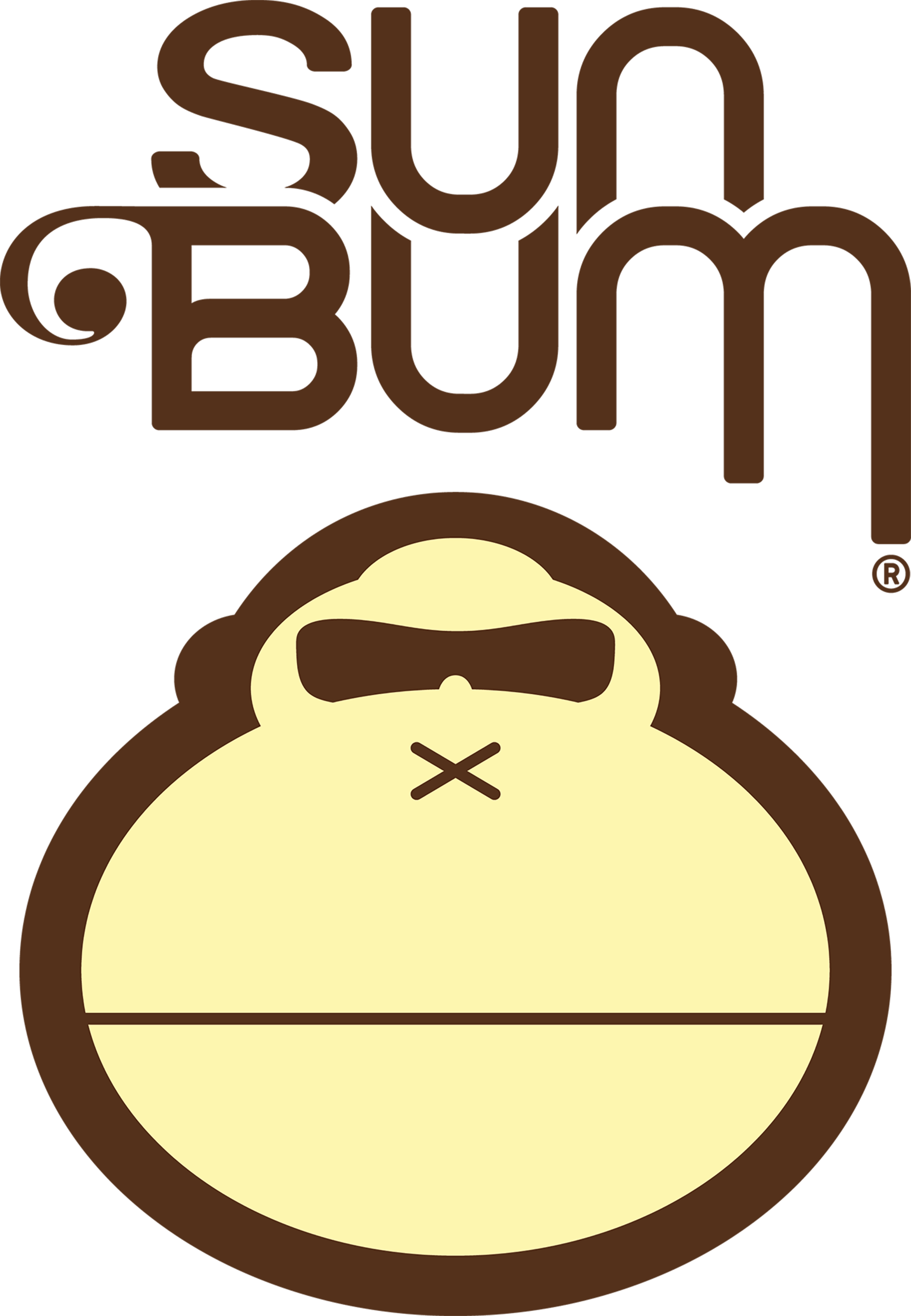 The sun bum logo is a monkey wearing sunglasses.