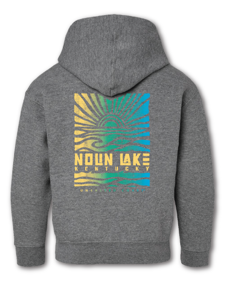 Youth Gradient Sunbox  Hoodie - Unsalted Coast Nolin Lake Kentucky / Moutardier Marina