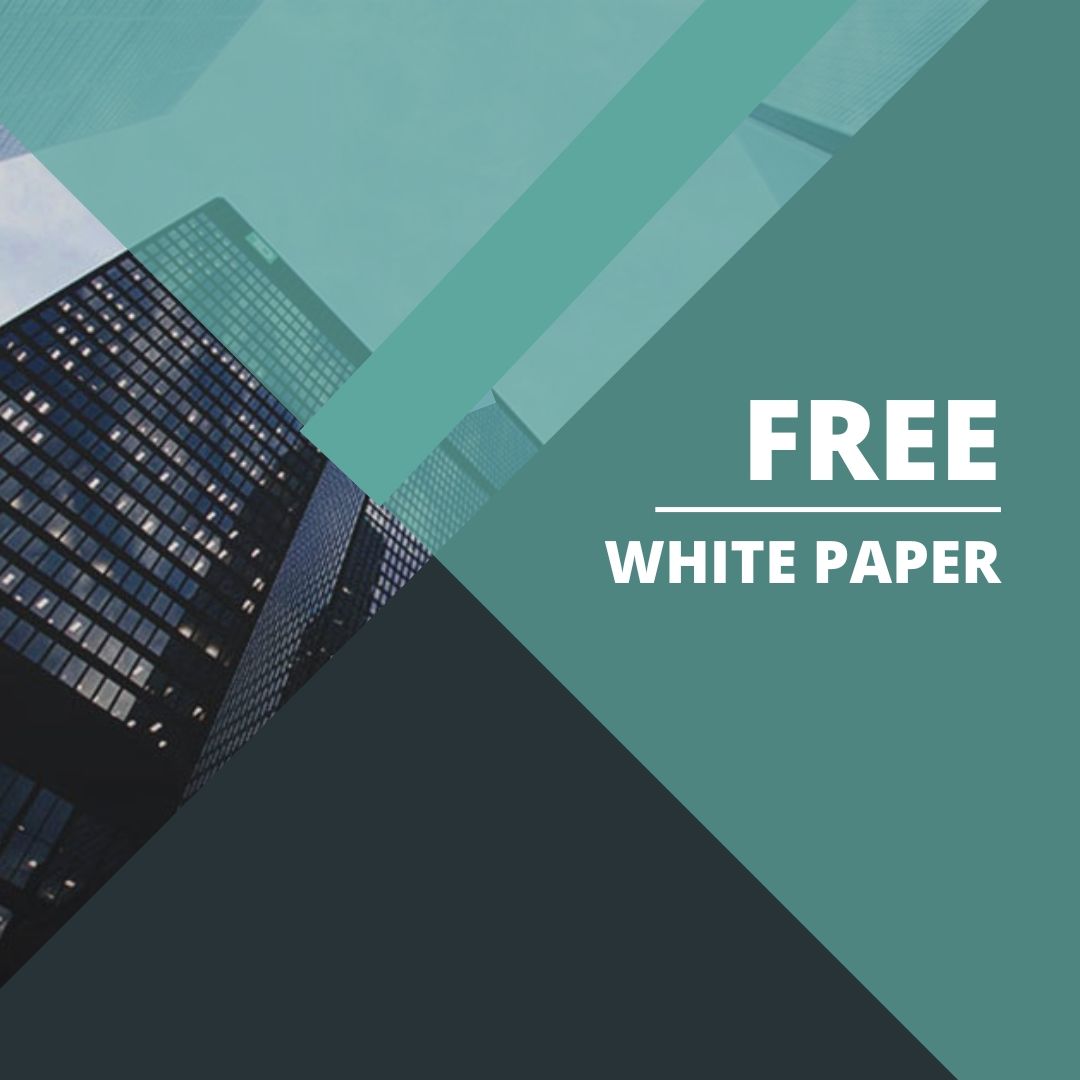 A free white paper with a building in the background