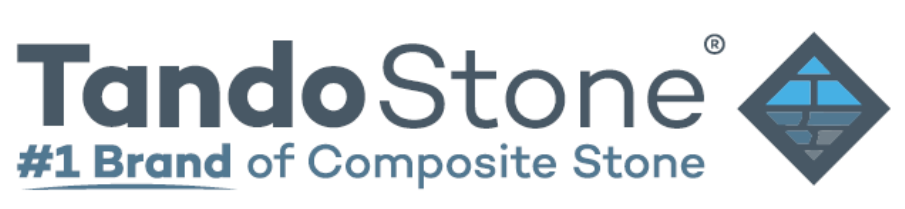 TandoStone logo. Dark gray text and diamond-shaped icon, blue/gray elements. 