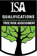 ISA Qualifications tree risk assessment logo with green tree canopy on black and white background
