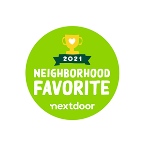 2021 Nextdoor Favorite badge showing community trust in Sound Tree Care’s services