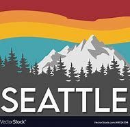 graphic of mountain and forest with SEATTLE in lettering