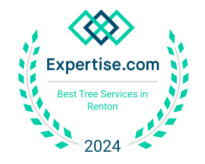 Expertise.com award badge for Best Tree Services in Renton, 2024, with teal laurel wreaths