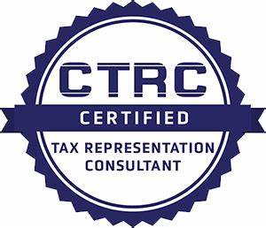 CTRC Certified Tax Representation Consultant badge in blue and white