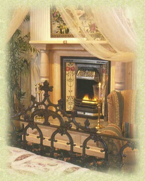 A fireplace with the number 56 on it