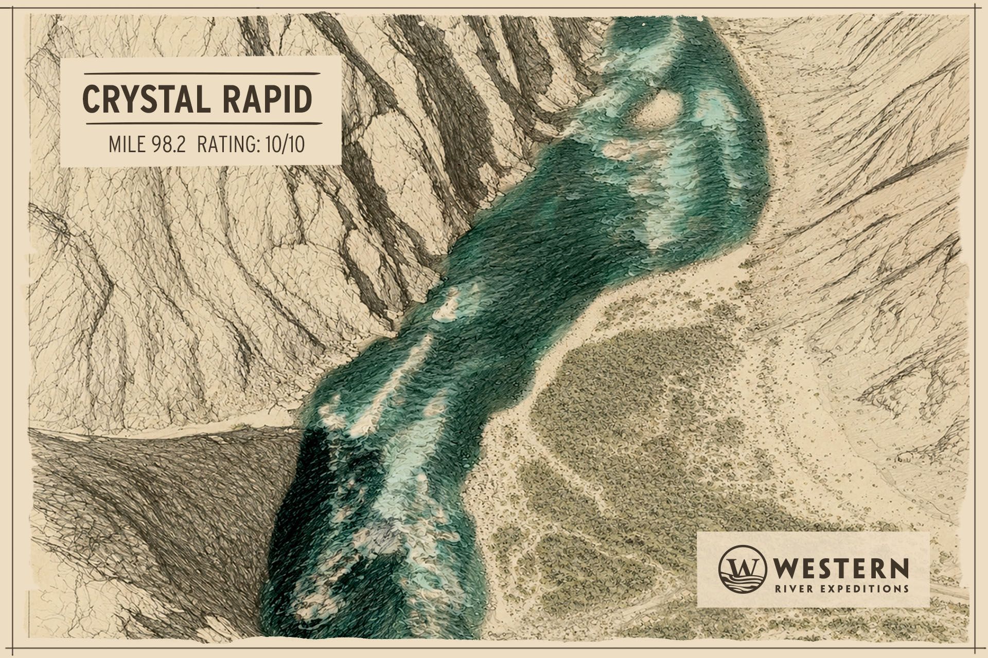 Map showing Crystal Rapid on the Colorado River in Grand Canyon