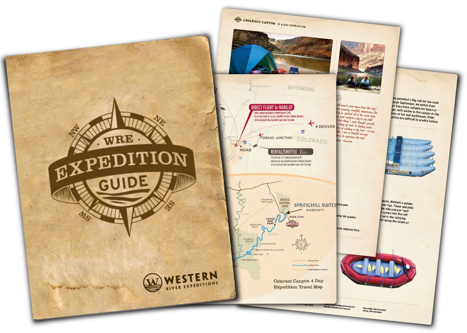 Western River Expeditions trip-planning guide with maps and itinerary pages