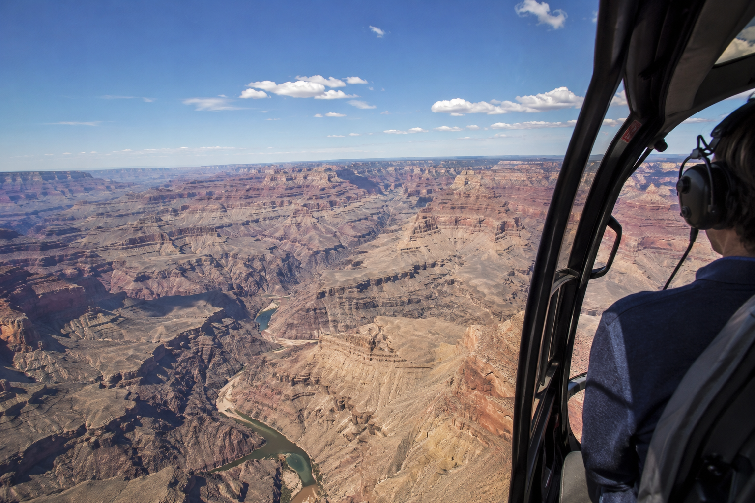 Grand Canyon viewed through a helicopter window