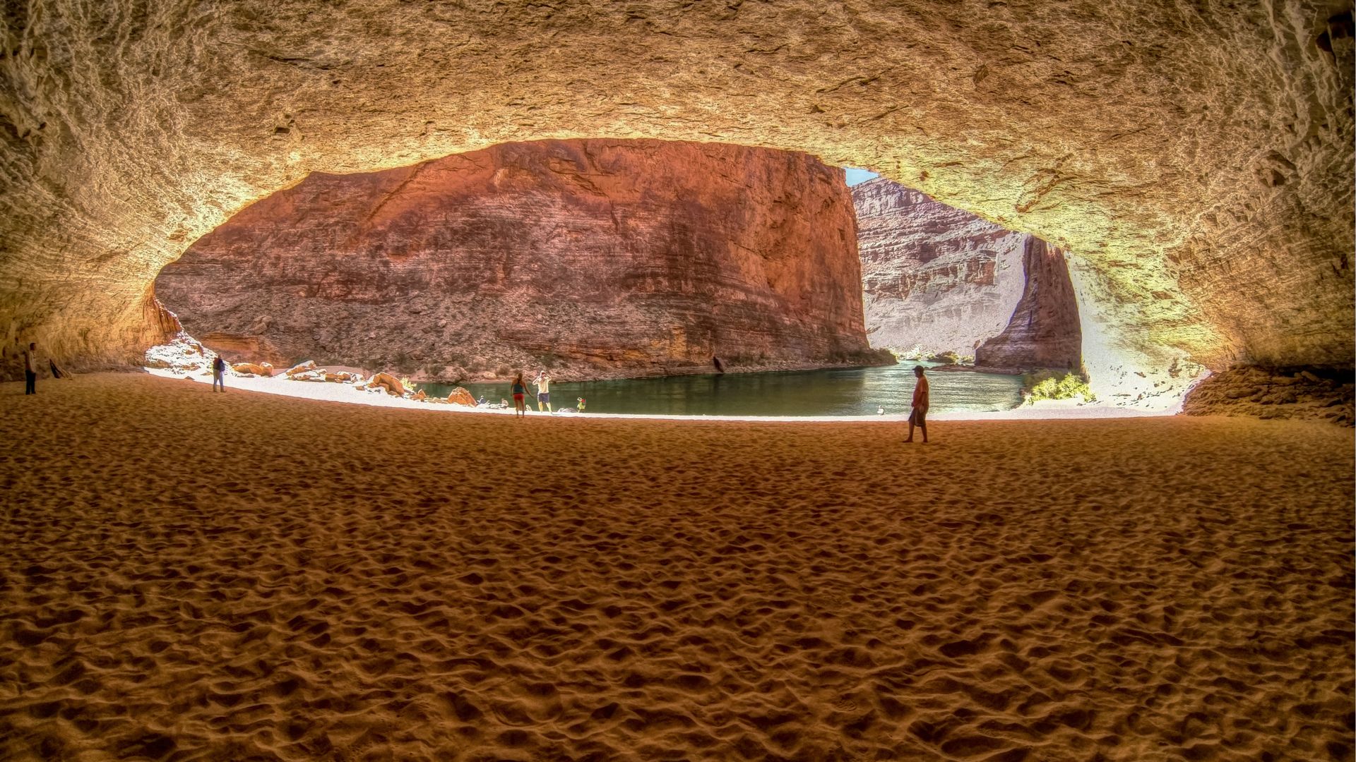 View from inside Redwall Cavern toward the Colorado River