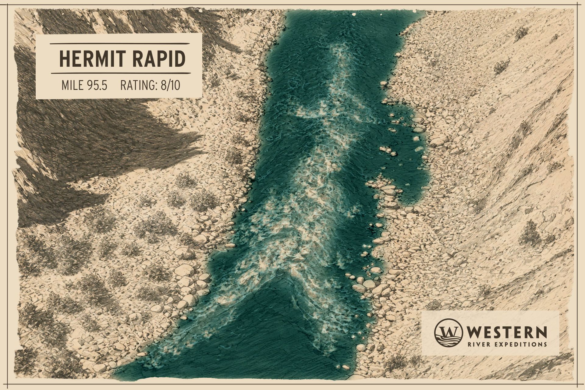 Map showing Hermit Rapid on the Colorado River in Grand Canyon