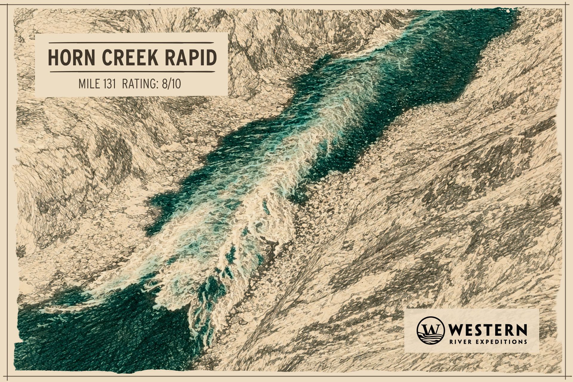 Map showing Horn Creek Rapid on the Colorado River in Grand Canyon