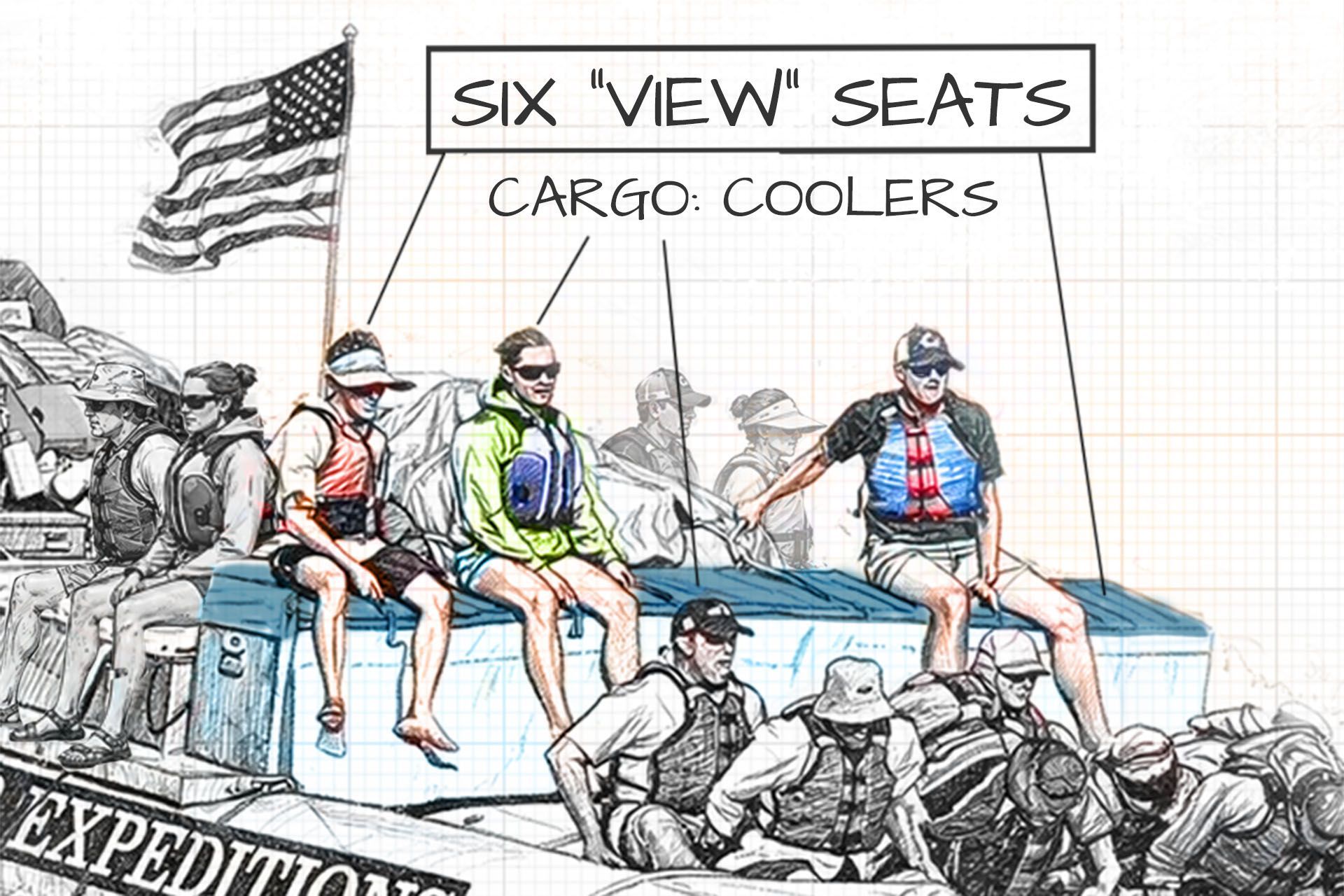 J-Rig seating diagram highlighting the cooler seats