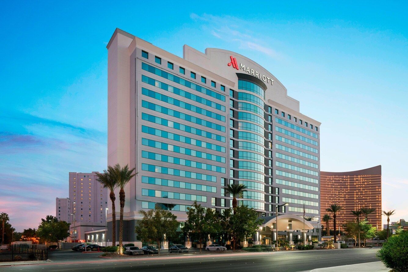 The exterior of a Marriott hotel in Las Vegas