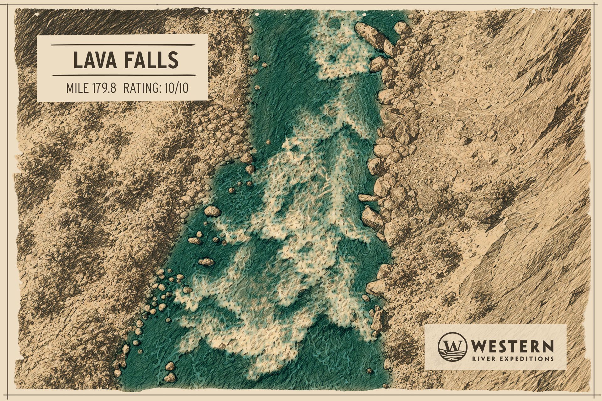Map showing Lava Falls on the Colorado River in Grand Canyon