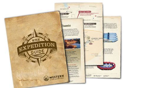 Western River Expeditions trip-planning guide with maps and itinerary pages