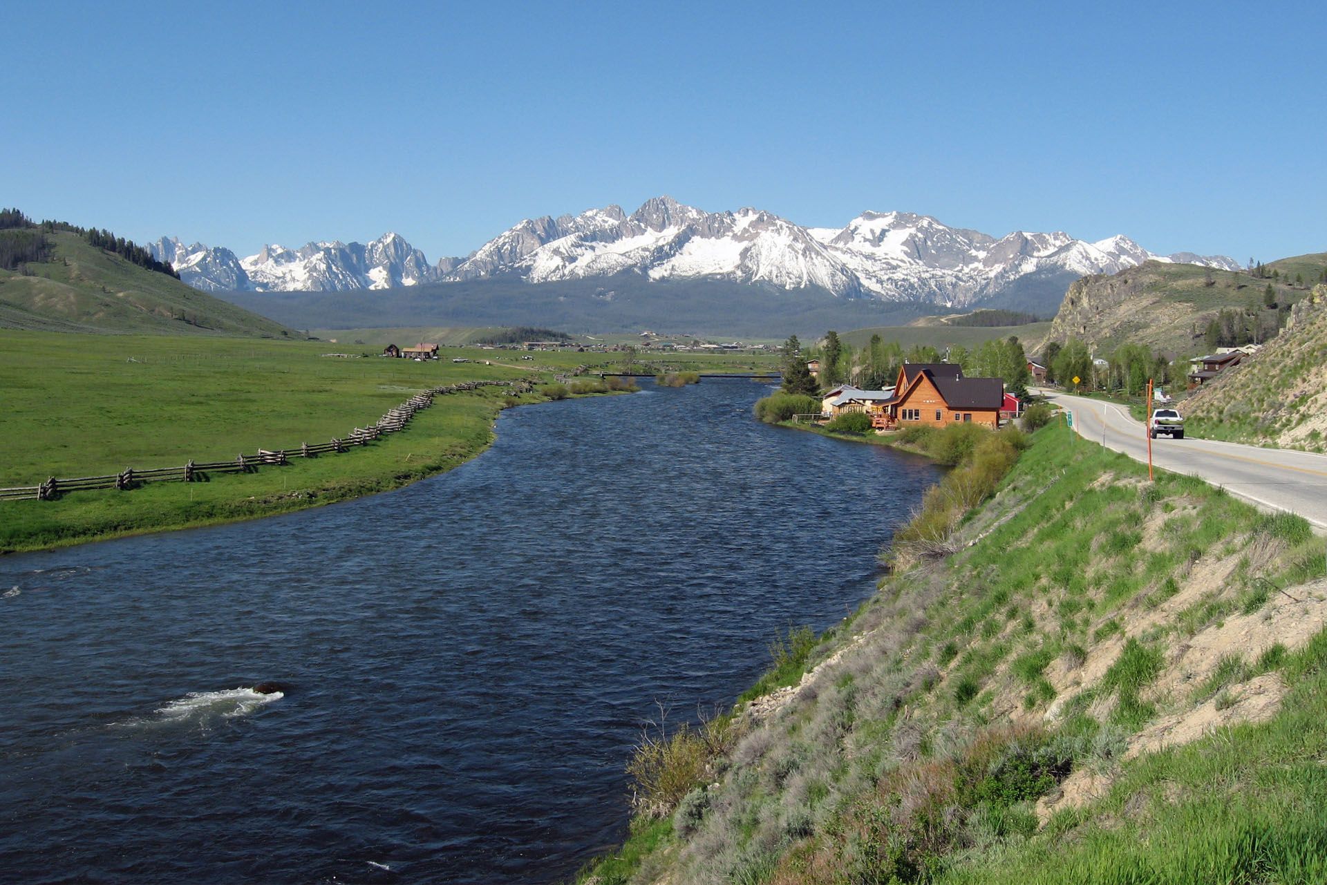 River and mountain views near Stanley, Idaho