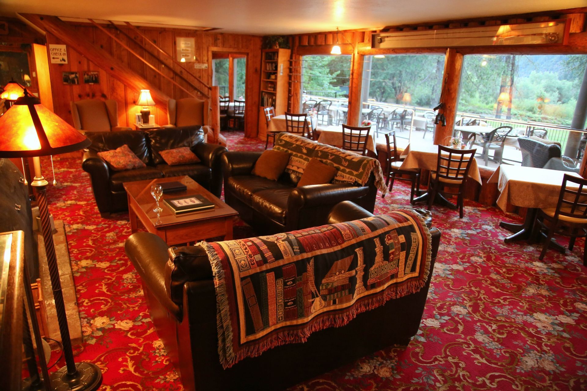 Dining and lobby area at Morrison's Rogue River Lodge