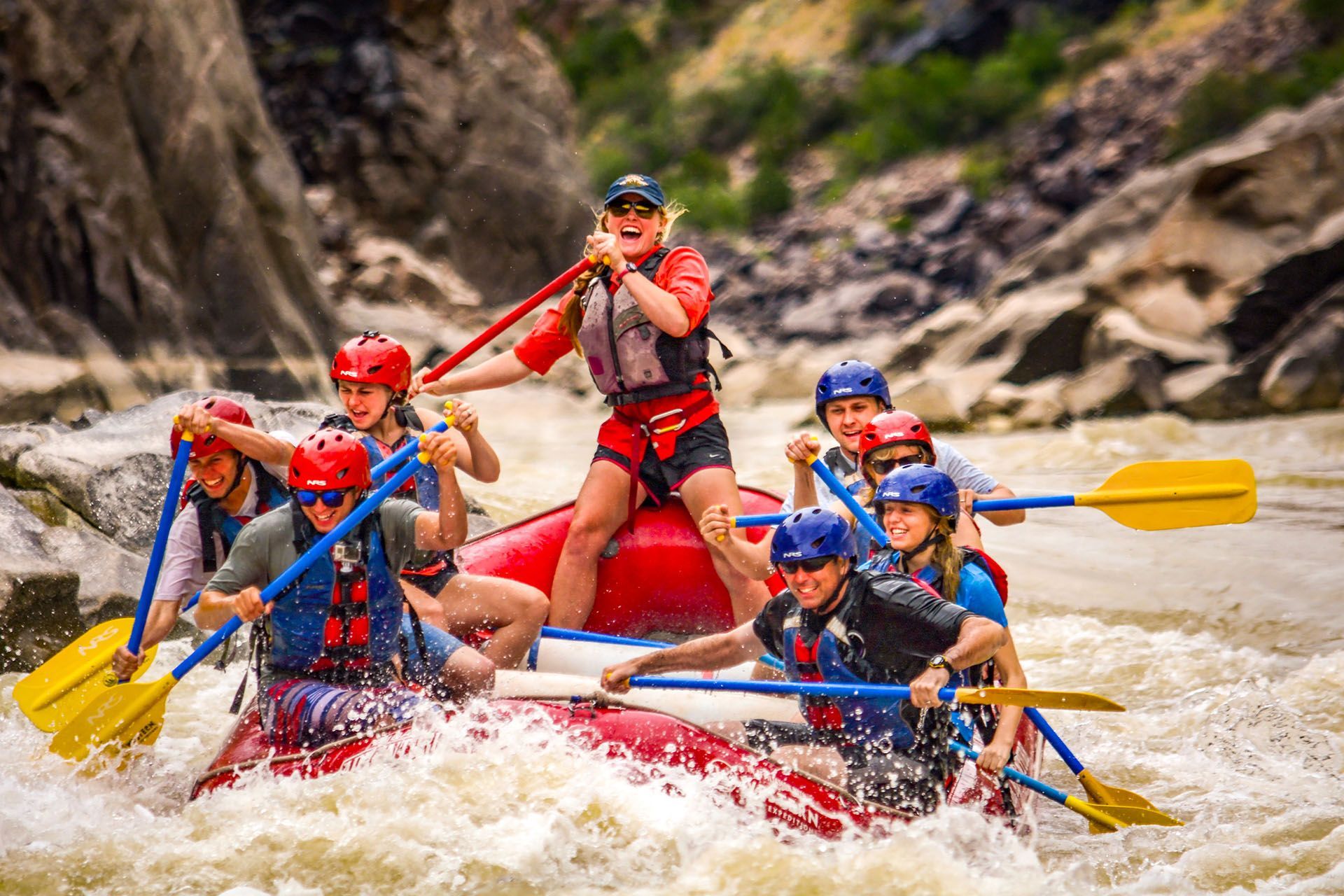 Rafters paddle through a Westwater Canyon rapid