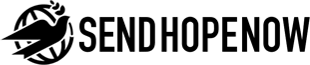 A black and white logo for send hope now
