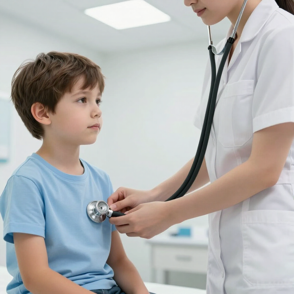 Doctor checking a child’s arm during a medical exam