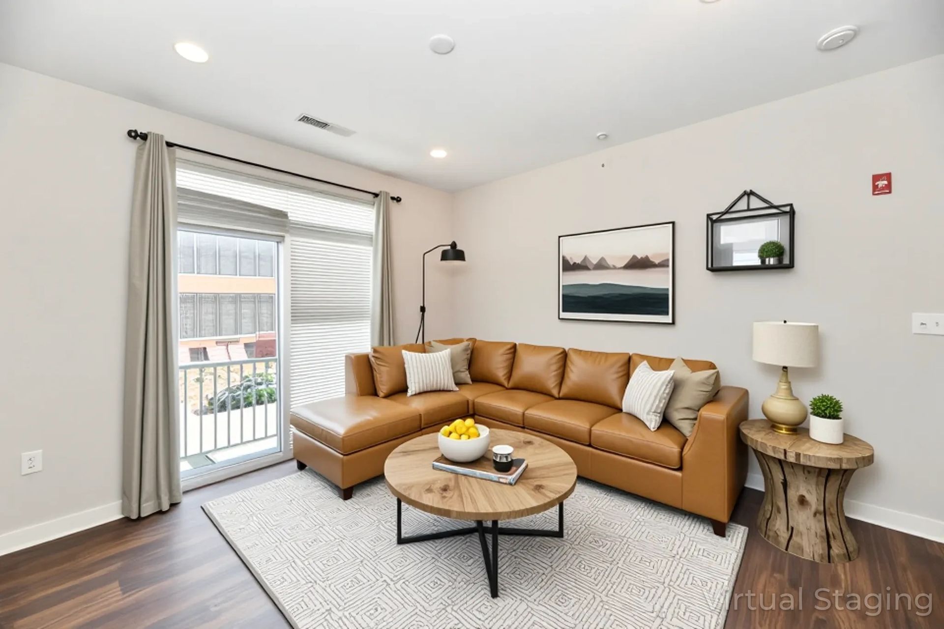 Fully Furnished Living Room With Balcony