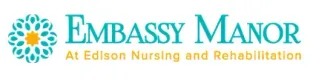 Embassy Manor at Edison Nursing and Rehabilitation logo in teal and gold