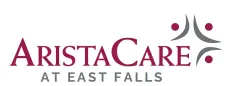 AristaCare at East Falls logo in maroon and gray with abstract human figures