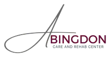 Bingdon Care and Rehab Center logo with maroon text and gray stylized swoosh