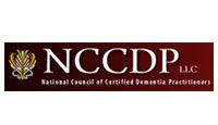 NCCDP LLC logo on a maroon banner with a gold leaf emblem and white text: National Council of Certified Dementia Practitioners
