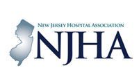 New Jersey Hospital Association NJHA logo with blue text and New Jersey outline icon