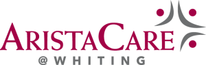 AristaCare @ Whiting logo in maroon and gray with abstract person icon
