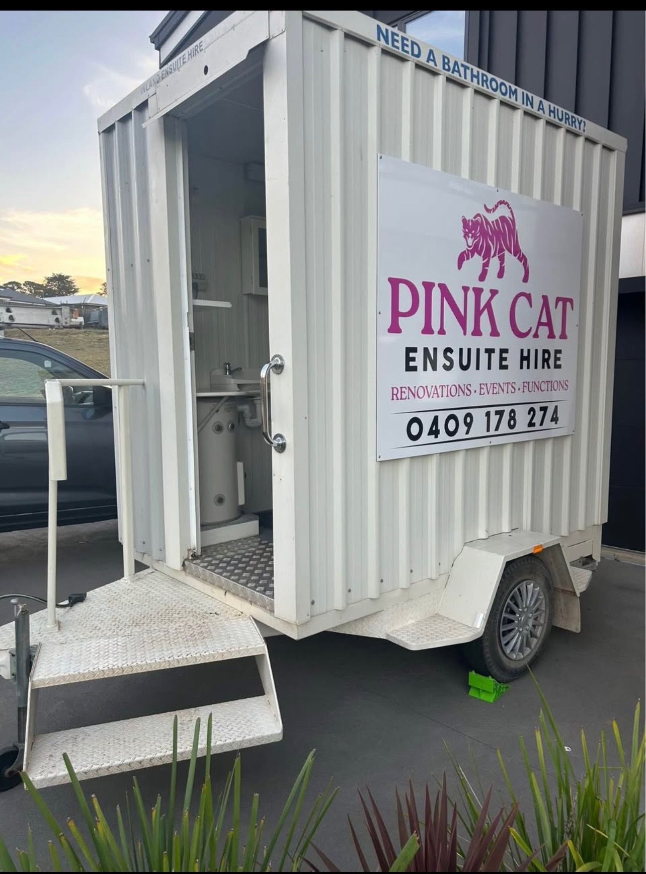 White trailer with