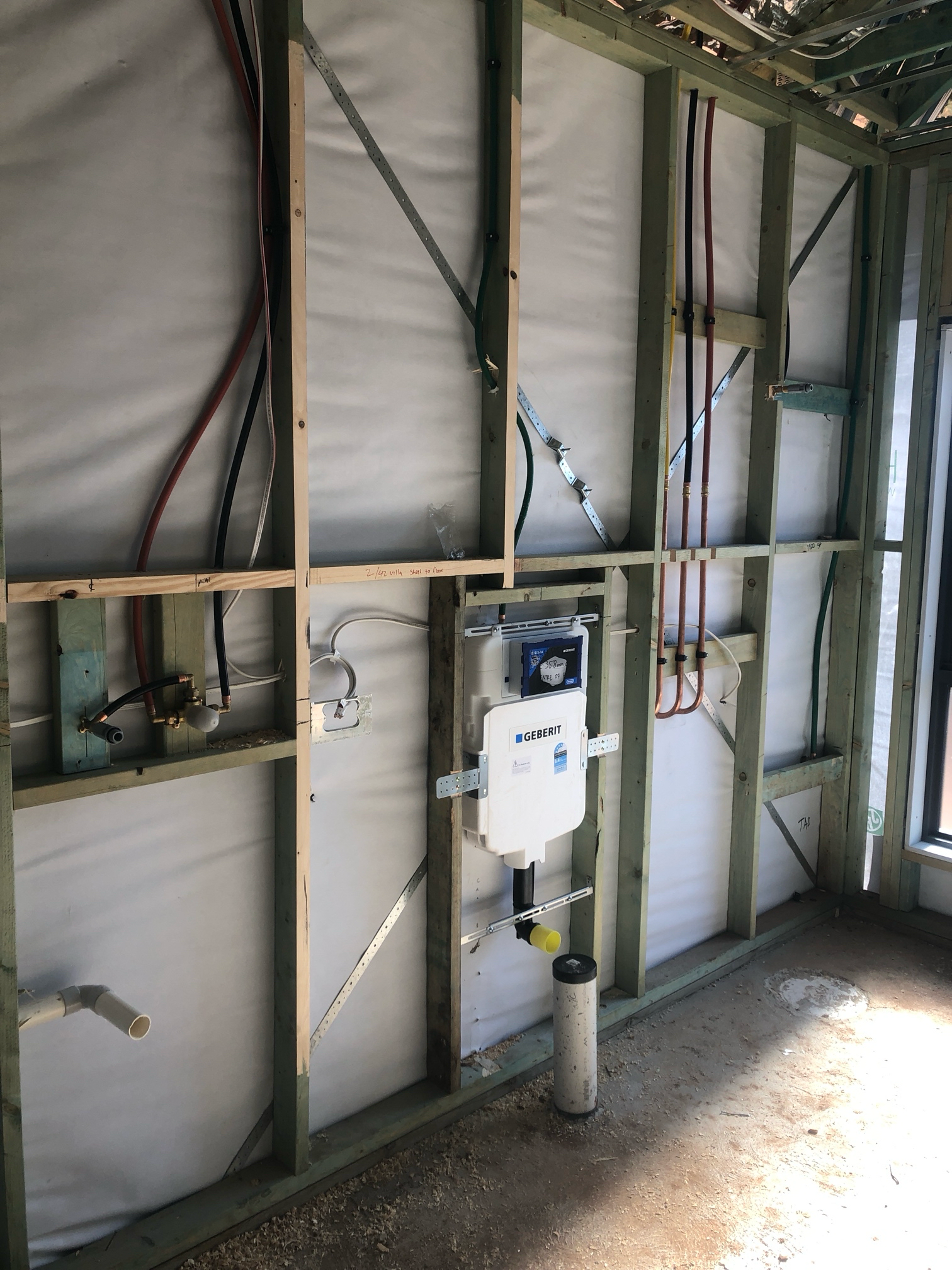 Interior Wall Under Construction With Plumbing — Croker Plumbing and Gas in Goulburn, NSW