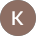 The letter k is in a blue circle on a white background.