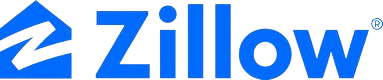 A blue zillow logo on a white background