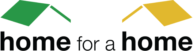 A logo for home for a home with a green and yellow roof.