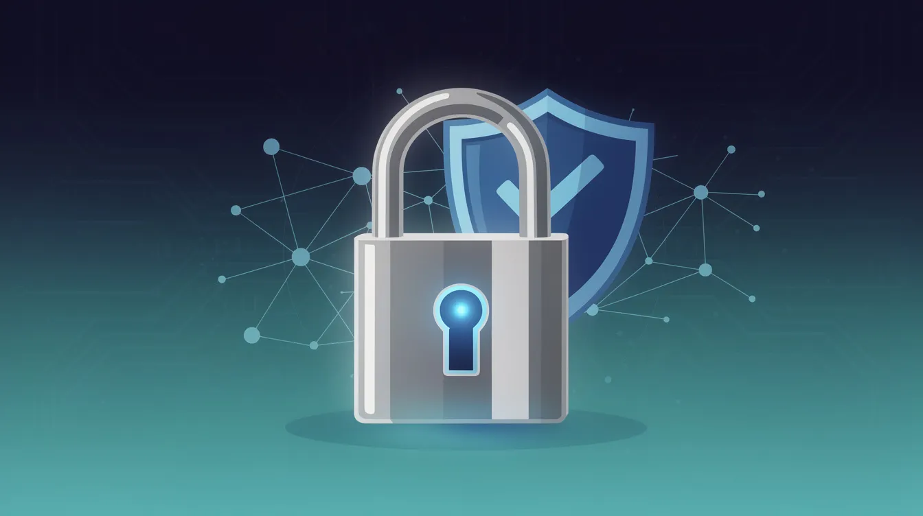 The image features a digital padlock and a shield, symbolizing robust website security protection crucial for managing websites effectively. This representation highlights the importance of professional website management services in safeguarding online presence and preventing data breaches for business owners.