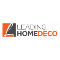 Leading Home Deco logo: Orange and gray square with a stylized 