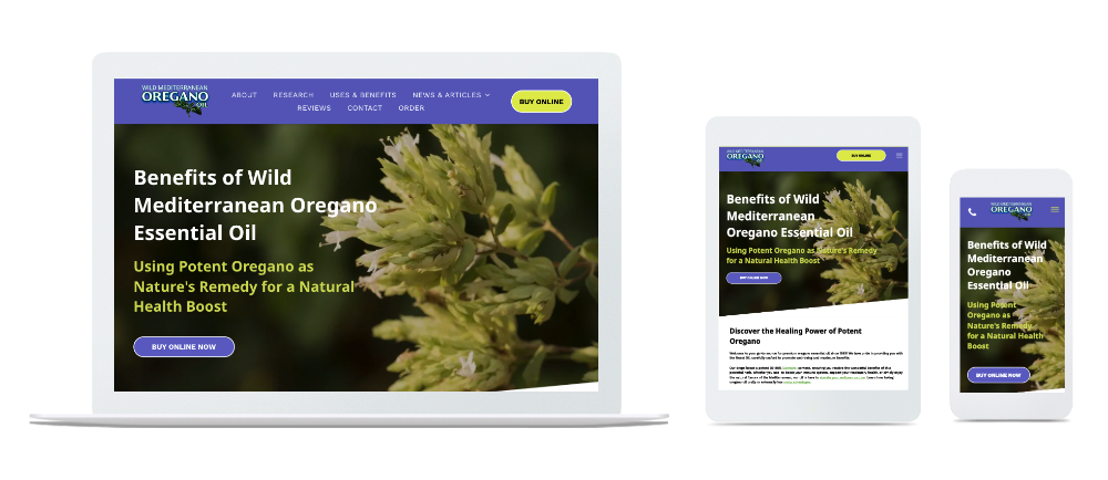A website is displayed on a laptop , tablet , and cell phone.